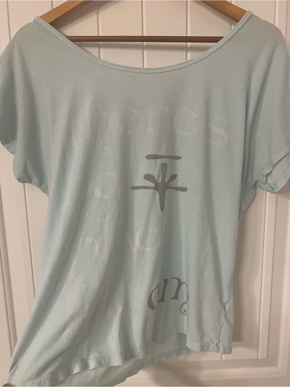 Light Blue Women's Yoga with graphic saying